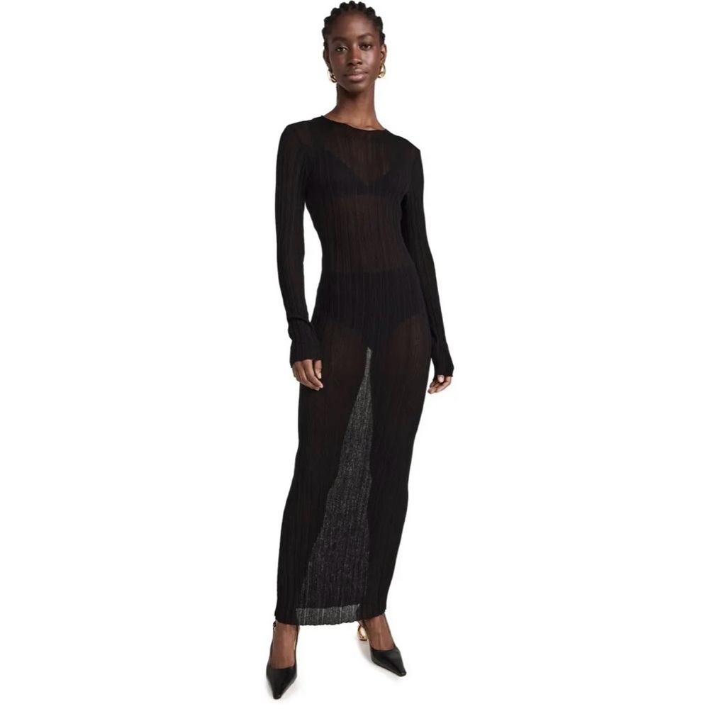 Lioness Prophecy Maxi Black Sheer Long Sleeve Dress NWT!